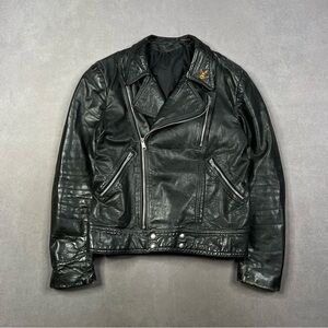 Vintage Black Leather Biker Jacket - Men's